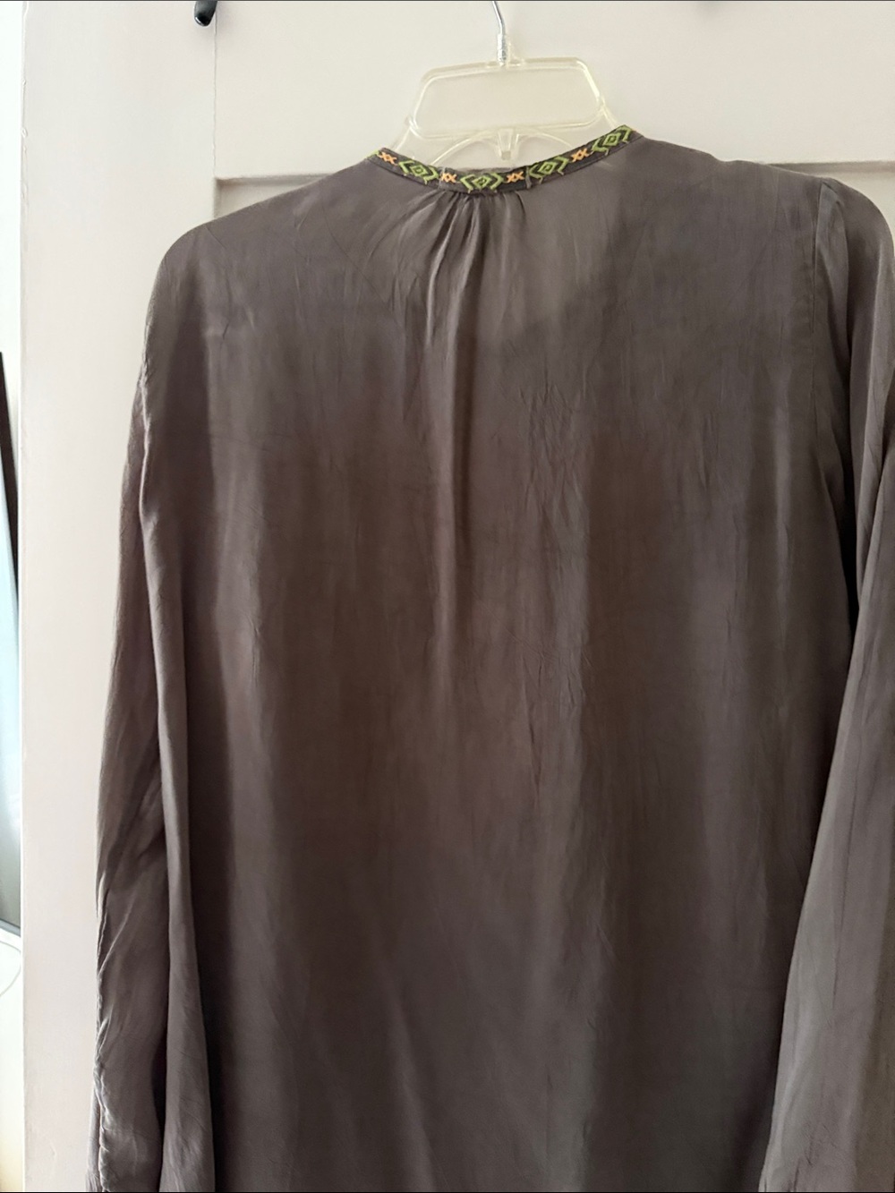 Johnny Was Charcoal Blouse with Vibrant Multicolor Embroidery - Picture 6 of 6